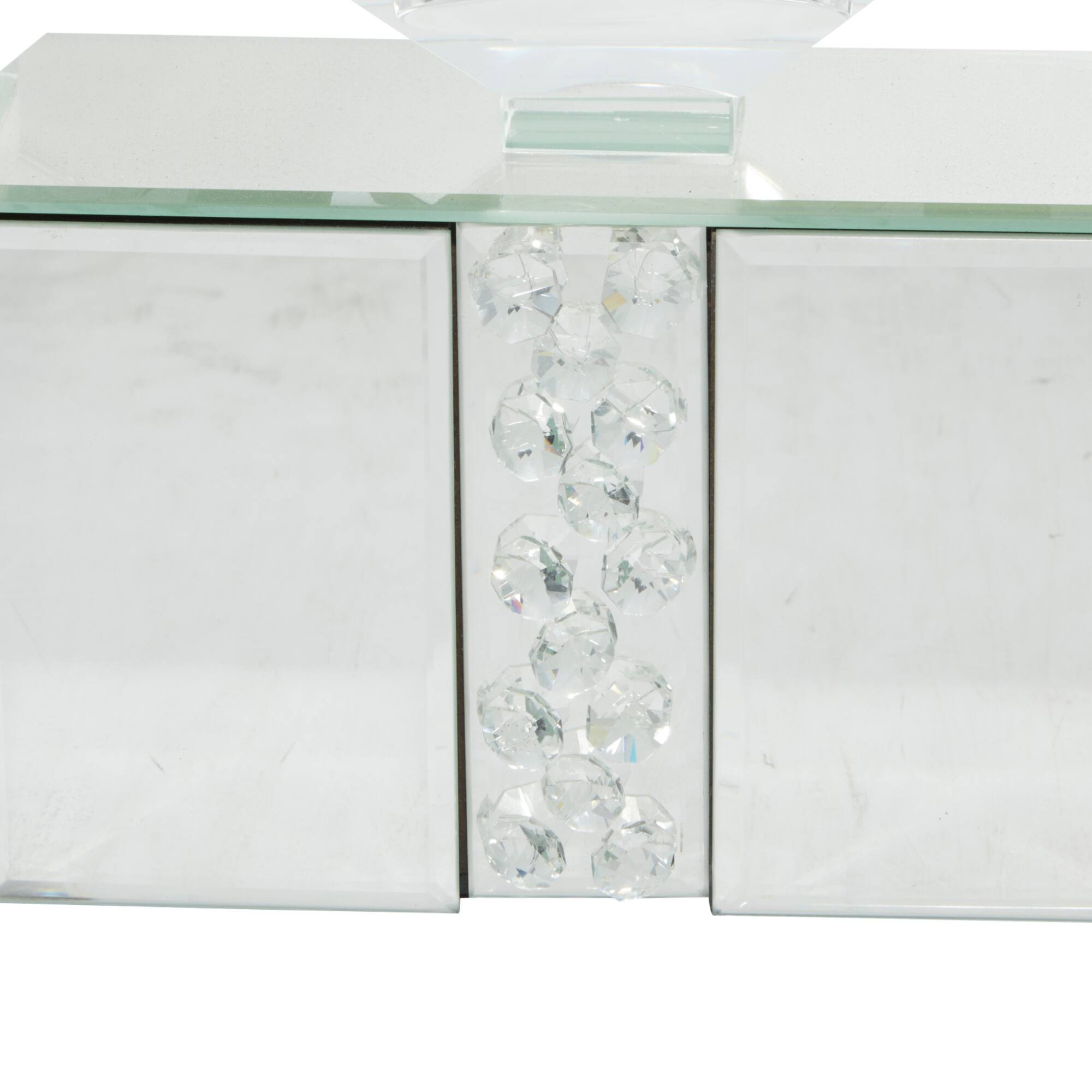 24" Clear Wood Glam Candlestick Holder
